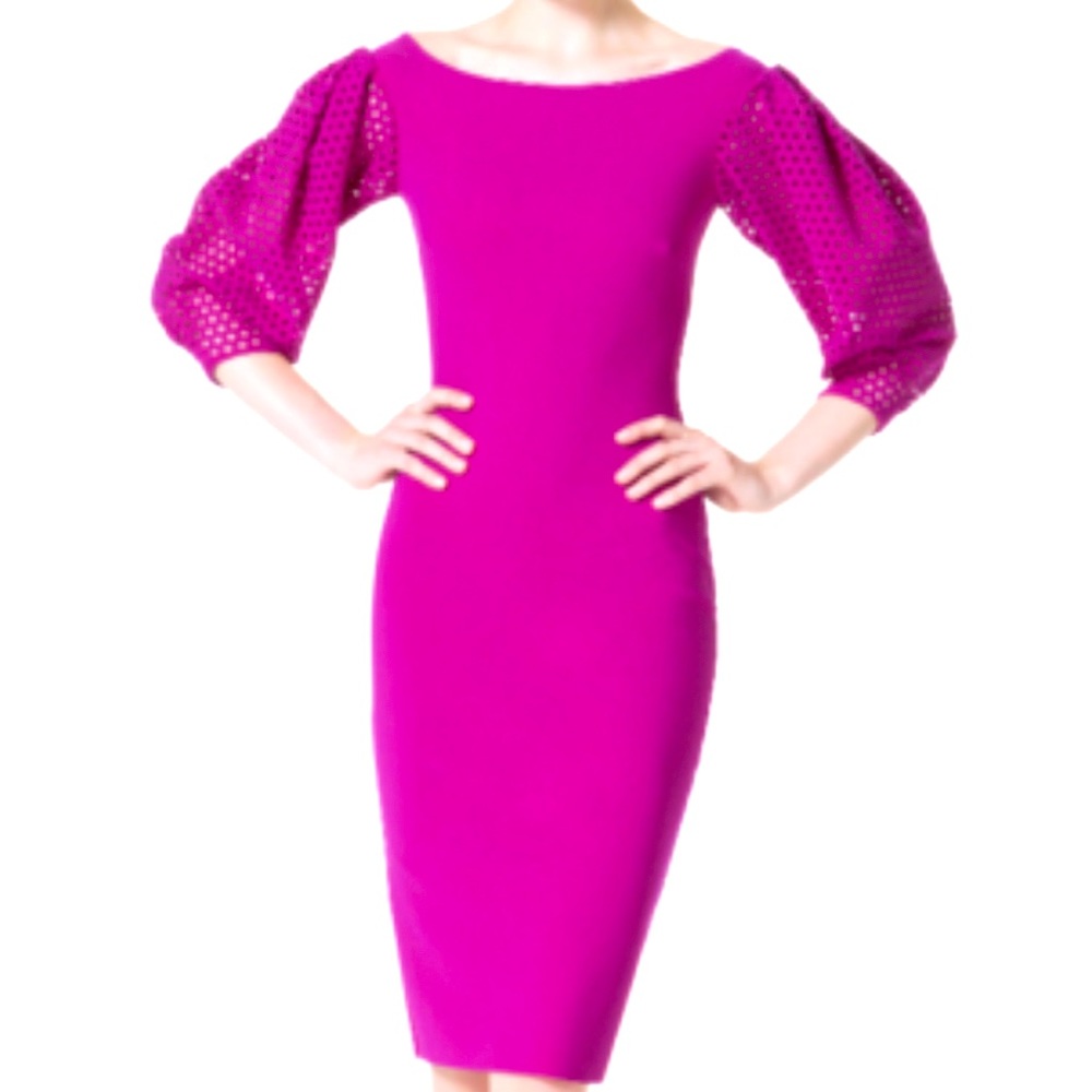 Chiara Boni Women's Anona  Eyelet Sleeve Pink Dress Size 46